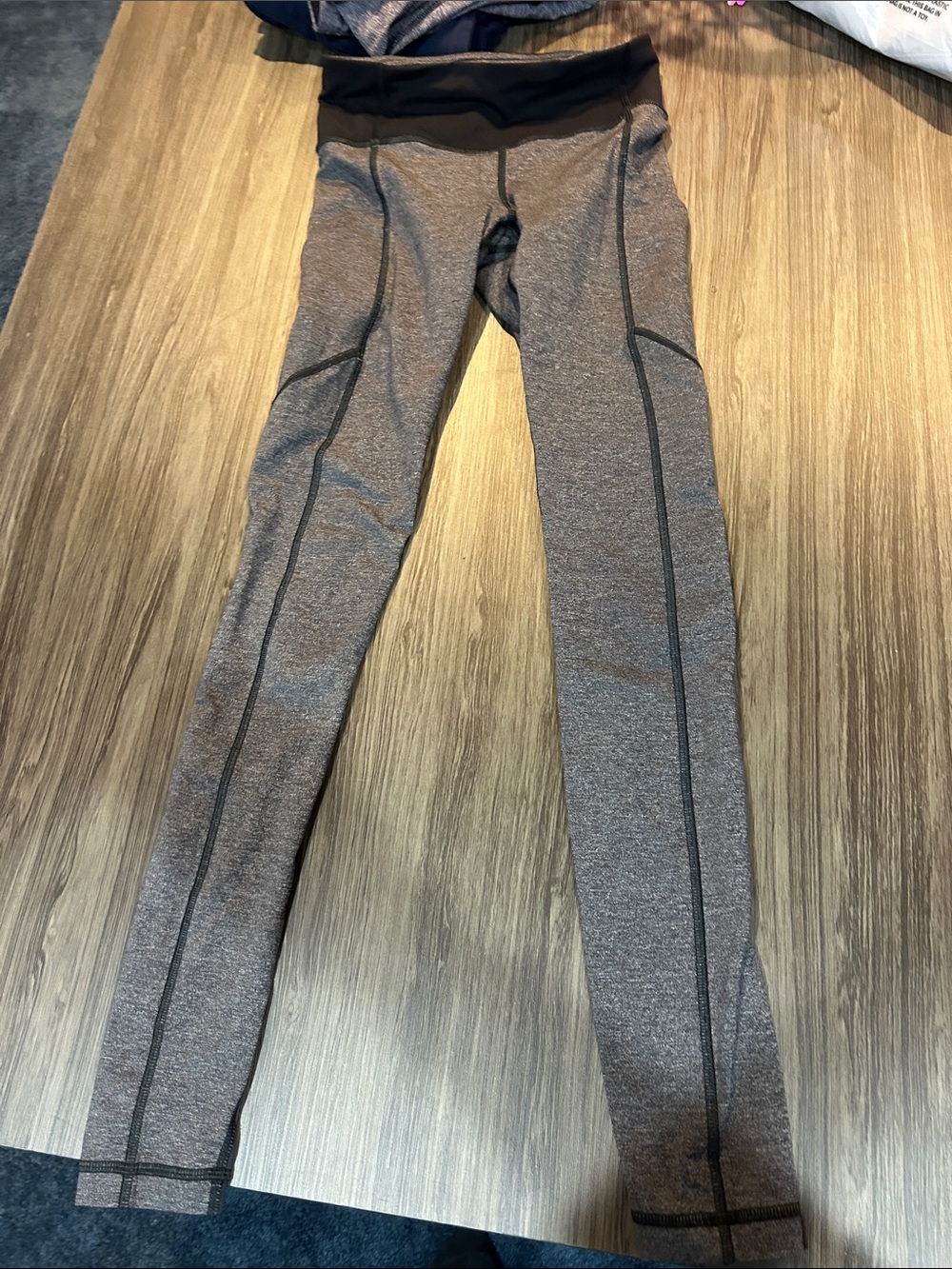 lululemon athletica Gray Leggings with Black Waistband